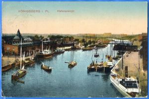 Königsberg (Pr.), Stadtkreis Königsberg Königsberg (Pr.), Hafenansicht IV Königsberg, Innerer Hafen (Alter Hafen östlich der alten Eisenbahnbrücke)