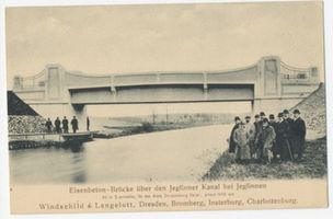 Wagenau, Kreis Johannisburg Jeglinnen, Eisenbeton-Brücke über den Jeglinner Kanal Еглиннен, железобетонный мост через Еглинненский канал