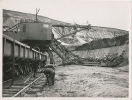 Palmnicken, Kreis Samland Palmnicken, Bernsteinwerk, Tagebau, Bernsteingewinnung mit dem Bagger II Ostpreußen, Bernsteingewinnung und -verarbeitung
