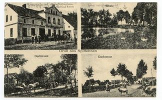 Spittehnen, Kreis Bartenstein Spittehnen, Gasthaus Arendt, Schule und Dorfstraße 
