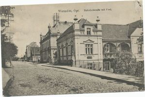 Wormditt, Kreis Braunsberg Wormditt, Bahnhofstraße mit Post 