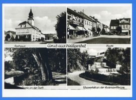 Heiligenbeil, Kreis Heiligenbeil Heiligenbeil, Rathaus, Markt, Partie an der Jarft, Wasserfall an der Ludendorffbrücke Хайлигенбайль, ратуша, рыночная площадь, уголок у реки Ярфт, водопад у моста Людендорфа