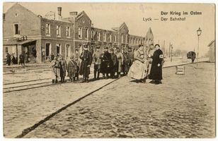 Lyck, Stadt, Kreis Lyck Lyck, Bahnhof, Kriegszerstörungen Erster Weltkrieg