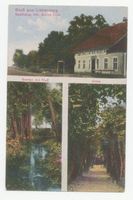 Liewenberg, Kreis Heilsberg Liewenberg, Gasthaus Anton Link, Garten mit Fluß 