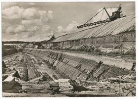 Palmnicken, Kreis Samland Palmnicken, Bernsteinwerk, Tagebau, Bernsteingewinnung mit dem Bagger III Ostpreußen, Bernsteingewinnung und -verarbeitung