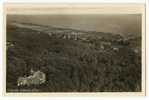 Kahlberg-Liep, Ort, Kreis Elbing Kahlberg, Luftbild, Blick auf die Ostsee 