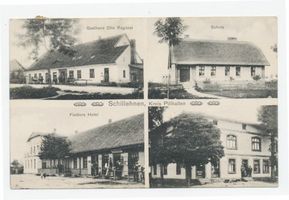 Schillfelde, Kreis Schloßberg Schillehnen Kr. Schloßberg, Gasthaus Otto Ragozat, Schule, Fiedlers Hotel 