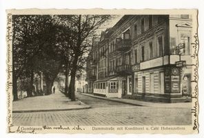 Gumbinnen, Stadt, Kreis Gumbinnen Dammstraße Gumbinnen, Dammstraße mit Konditorei und Café Hohenzollern 