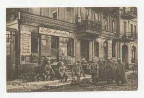 Lyck, Stadt, Kreis Lyck Lyck, Erster Weltkrieg, Soldaten vor dem großes Lager von Gottfried Madeyka Erster Weltkrieg