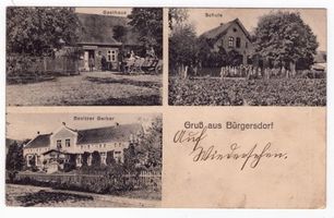 Bürgersdorf Kr. Wehlau, Ort, Kreis Wehlau Bürgersdorf Kr. Wehlau, Gasthaus, Schule, Gerber 