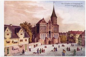 Königsberg (Pr.), Stadtkreis Königsberg Königsberg (Pr.), Der Domplatz, col. Lithographie Königsberg, Dom