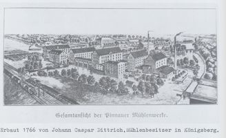 Königsberg (Pr.), Stadtkreis Königsberg Königsberg Stadtteil Mühlenhof, Gesamtansicht der Pinnauer Mühlenwerke Кёнигсберг, район города Мюленхоф, общий вид мельничного завода Пинау
