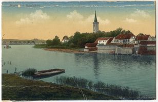 Nikolaiken Kr. Sensburg, Kreis Sensburg Nikolaiken Kr. Sensburg, Blick auf die Stadt - coloriert Masurische Seen