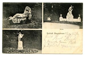 Beinuhnen, Kreis Angerapp Beynuhnen, Schloßpark, Figuren Байнунен, замковый парк, фигуры