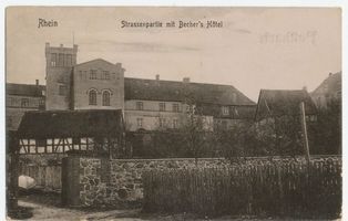 Rhein Kr. Lötzen, Kreis Lötzen Rhein Kr. Lötzen, Straßenpartie, Hotel 