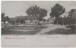 Kaimen, Kreis Labiau Caymen, Blick auf den Ort Каймен, вид на местечко