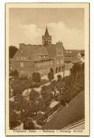 Friedland (Ostpr.), Kreis Bartenstein Friedland (Ostpr.), Rathaus, im Hintergrund Kirche 