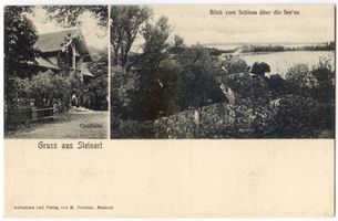 Steinort Kr. Angerburg, Ort, Kreis Angerburg Steinort Kr. Angerburg, Gasthaus, Blick von Schloss über die Seen 