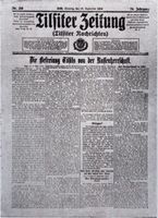 Tilsit, Stadt, Stadtkreis Tilsit Tilsit, Titelseite der  Tilsiter Zeitung  vom 15. September 1915, die  Befreiungsnummer  Tilsit, Erster Weltkrieg, russische Besetzung und Befreiung 1914