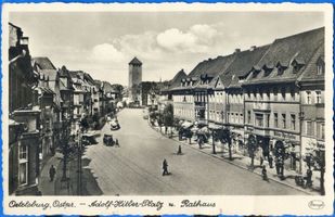 Ortelsburg, Stadt, Kreis Ortelsburg Ortelsburg, Adolf-Hitler-Platz mit Rathaus III 