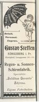 Königsberg (Pr.), Stadtkreis Königsberg Löbnichtsche Langgasse 30-32 Königsberg (Pr.), Löbnichtsche Langgasse, Regen- und Sonnenschirmfabrik, Gustav Steffen Königsberg, Anzeigen