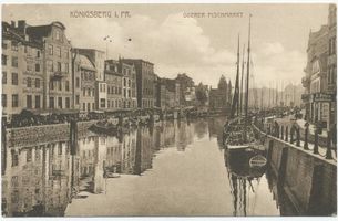 Königsberg (Pr.), Stadtkreis Königsberg Unterer Fischmarkt Königsberg, Blick von der Krämerbrücke auf den Unteren Fischmarkt II Кёнигсберг, вид с Лавочного моста на Нижний рыбный рынок, II