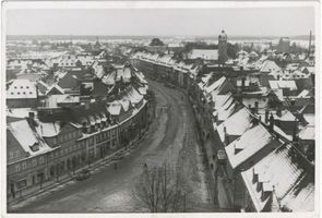 Ortelsburg, Stadt, Kreis Ortelsburg Marktstraße (Marktplatz) Ortelsburg, Marktstraße, Blick vom Rathausturm Ортельсбург, Марктштрассе, вид с башни ратуши