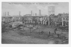 Neidenburg, Stadt, Kreis Neidenburg Neidenburg, Markt nach der Zerstörung von 1915 I Erster Weltkrieg