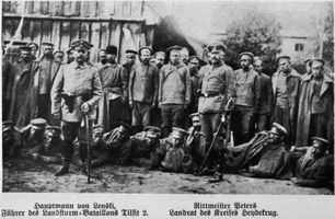  Memelgebiet, Gruppenaufnahme einer militärischen Formation Memelland, Soldatenzeit
