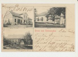 Dubeningen, Kreis Goldap Dubeningken, Gasthaus W. Librucks, Alte kirche, Pfarrhaus 