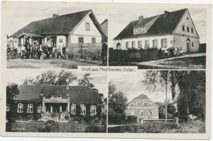 Moithienen, Kreis Ortelsburg Moythienen, Gasthaus Friedrich Dopatka, Schule, Schloß, Park 