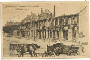 Hohenstein Kr. Osterode, Stadt, Kreis Osterode Hohenstein i. Ostpr., zerstörte Häuser Erster Weltkrieg