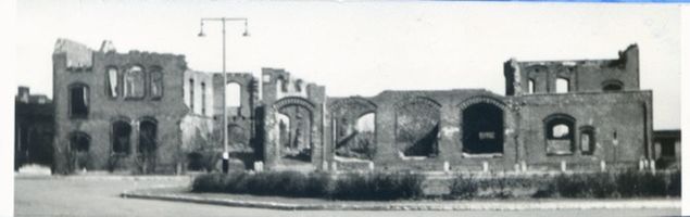 Mohrungen, Stadt, Kreis Mohrungen Mohrungen, Bahnhof, zerstört Ostpreußen, Zweiter Weltkrieg und das Ende