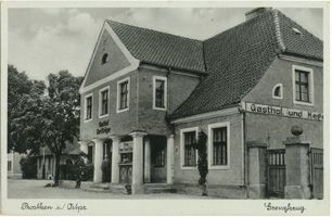 Prostken, Kreis Lyck Prostken, Gasthof Karl Krüger,  Grenzkrug  Просткен, трактир Карла Крюгера «Гренцкруг»