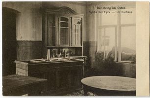Walden, Ort mit Försterei und Bahnstation, Kreis Lyck Sybba, Im Kurhaus - Kriegsschäden Erster Weltkrieg