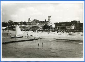 Cranz Kr. Samland, Ort, Kreis Samland Cranz Kr. Samland, Strand mit Hotel Monopol VI Кранц, округ Самбия, пляж с отелем «Монополь», VI
