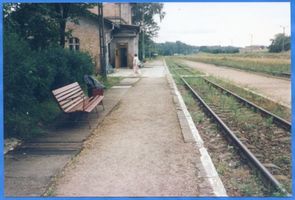 Fließdorf, Kreis Lyck Fließdorf, Bahnhof, Schaffnerausgang Флисдорф, вокзал, выход кондукторов