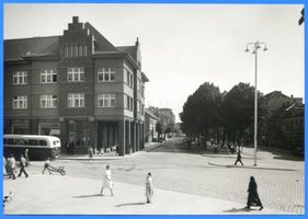 Memel, Stadt, Stadtkreis Memel Memel, Straße mit Sparkasse 