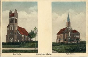 Korschen, Kreis Rastenburg Korschen, Evangelische und katholische Kirche Korschen, Evangelische Kirche