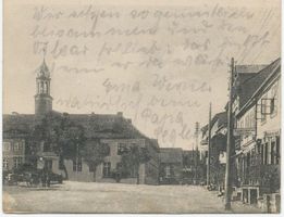 Mühlhausen Kr. Preußisch Eylau, Kreis Preußisch Eylau Mühlhausen Kr. Preußisch Eylau, Marktplatz mit Rathaus 