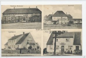 Adlerswalde (Ostpr.), Kreis Schloßberg Groß Schorellen, Gasthaus Bernecker, Bahnhof, Landjägerei, Post 