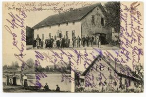 Seeben Kr. Neidenburg, Kreis Neidenburg Seeben Kr. Neidenburg, Gasthaus, Dorfansicht und Schule 