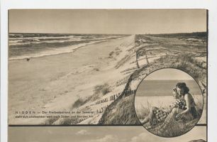 Nidden, Kreis Memel Nidden, Freibadestrand an der Seeseite Nidden, Landschaft - Ostsee - Umgebung