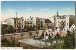 Lötzen, Stadt, Kreis Lötzen Lötzen, Markt mit Kriegerdenkmal V 
