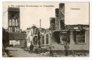 Gerdauen, Stadt und Bahnstation, Kreis Gerdauen Gerdauen, Zerstörungen III Gerdauen, 1. Weltkrieg