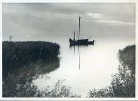 Konradsvitte, Kreis Samland Konradsvitte, Kurenkahn, Abendstimmung am Kurischen Haff Конрадсвите, куршский чёлн, вечер на Куршском заливе