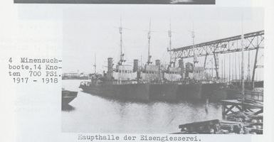 Königsberg (Pr.), Stadtkreis Königsberg Königsberg, Uniongießerei, Werft , 4 Mienensuchboote, 14 Knoten, 700 PSi. Königsberg, Union-Giesserei