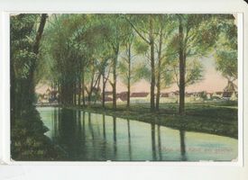 Arys, Kreis Johannisburg Arys, Ortsansicht vom Kanal aus 