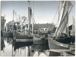 Nidden, Kreis Memel Nidden, Keitelkähne im Hafen II Nidden, Kurenkähne im Hafen und am Haffstrand
