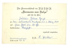 Königsberg (Pr.), Stadtkreis Königsberg Königsberg (Pr.), Einladungskarte der Kameradschaft Hermann von Salza Königsberg, Studentenverbindungen, Korporationen